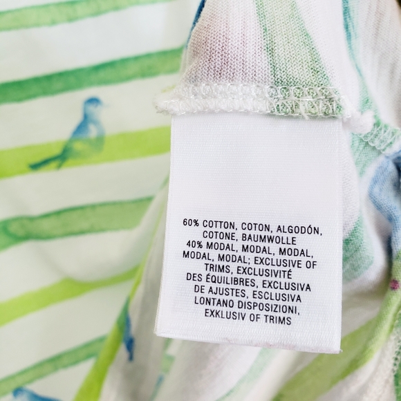 Anthro Postcard Green Stripes & Blue Bird T-Shirt - Picture 7 of 10